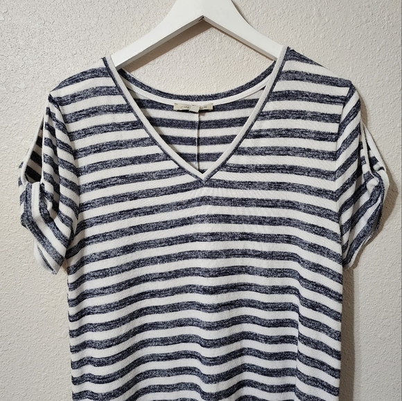 41 Hawthorne Stitch Fix Striped V Neck Cold Shoulder Terry Dress Size L - Picture 4 of 7